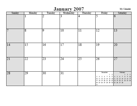 Updated Monthly Calendar Generator