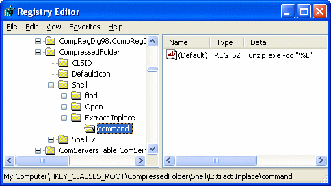 registry shell extension compressed folder 
HKEY_CLASSES_ROOT zip unzip