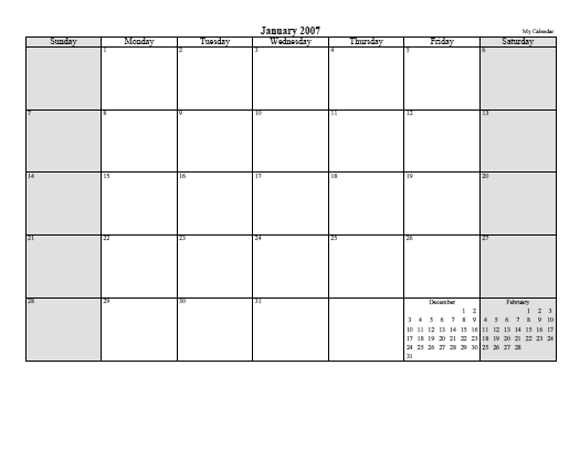 empty schedule planner